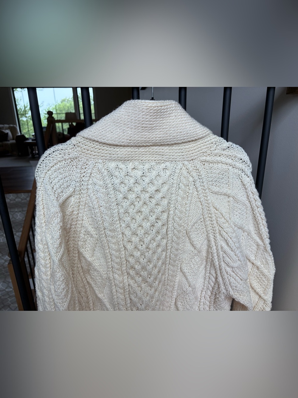 O'maille Traditional Hand Knit 100% Wool Sweater Cardigan Made in Ireland Unisex - Picture 7 of 13